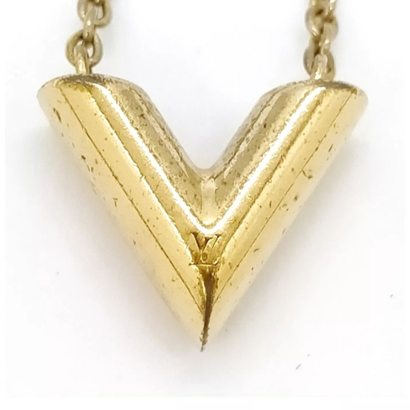 AUTHENTIC LOUIS VUITTON GOLD TONE V NECKLACE - Picture 4 of 8